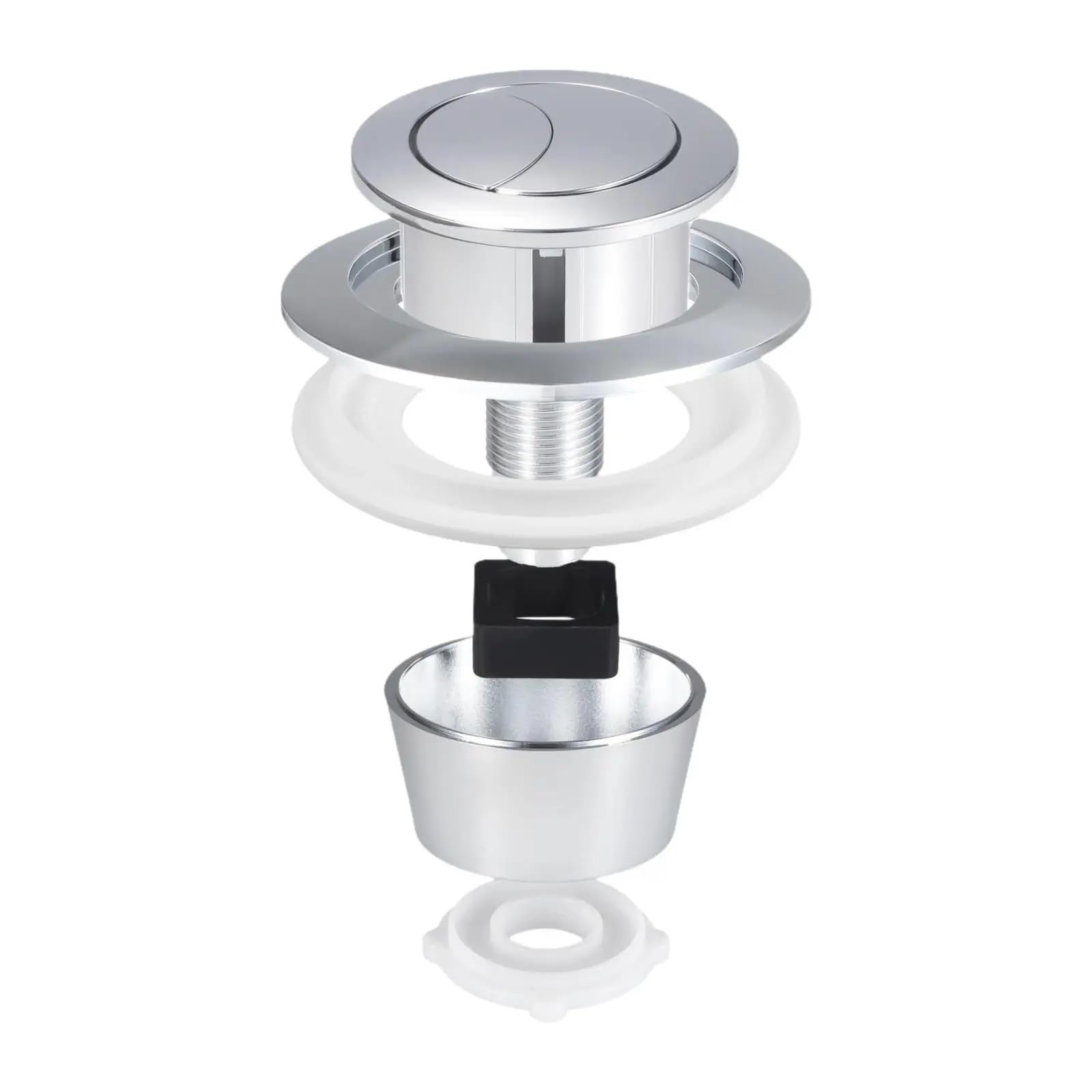 Kxaoxgrc Silver Toilet Push Button Flush Replacement, Toilet Flusher 2Pcs Multicolor Flush S Dual Tank Button Water Saving Bathroom(Silver)