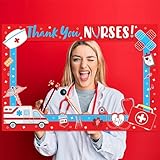 Nurse Day Photo Booth Props Photo Frame Nurse Graduation Thank You Nurse Photography Posing Selfie Supplies Funny Congrats Grad Booth Frame for Grad Party Backdrop Graduation Decorations
