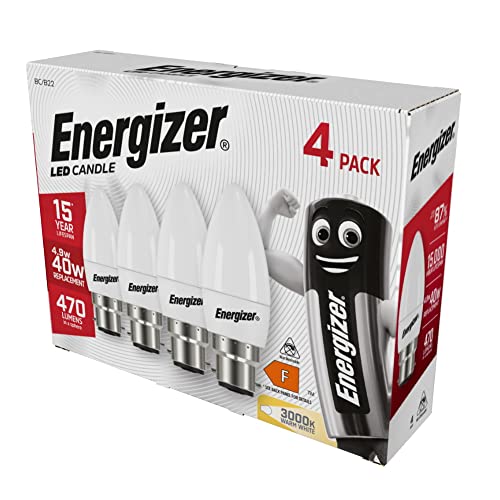 Energizer Candle 4.5W 40W Replacement LED Bulb 4 Pack (Warm White B22) ENGS14331 [Energy Class F]