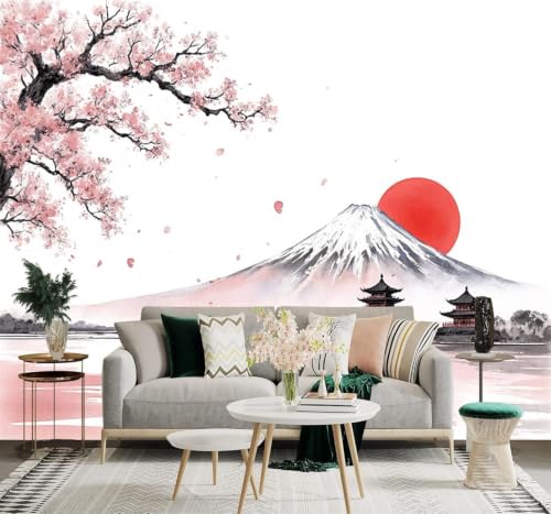 Papier peint 3D soie texturée premium décor soleil rouge