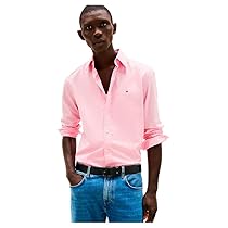 Tommy Hilfiger Uomo Camicia Flex Poplin Solid Regular Fit, Rosa (Classic Pink), XL