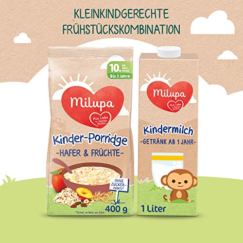 Milupa Kinder-Porridge – Hafer- & Früchtebrei ab dem 10. Monat bis 3 Jahre, Babynahrung, 1x 400 g (Packung mit 2)