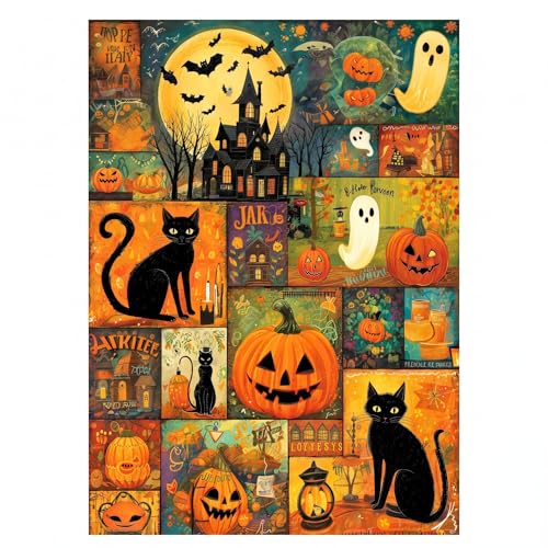 1000 Piece Puzzle for Adults, Halloween Themed Collage - image 1