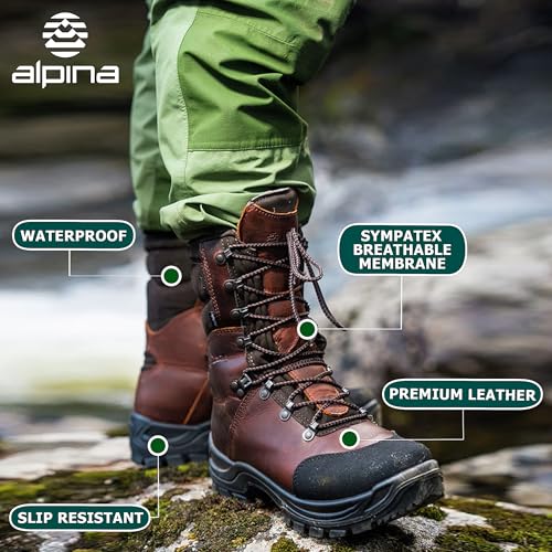 Alpina Men's Hunting Boots TRAPPER | Waterproof All Weather Leather Shoes | Sympatex Breathable Membrane | Slip Resistant Sole | Hand Made in Europe2