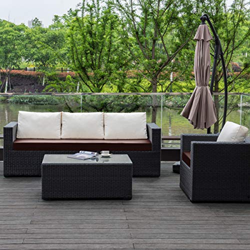 Tikami Stretch Cushion Cover Pu Leather Seat Cushion Cover Outdoor Furniture Protector Sofa Slipcover Waterproof Cushion Cover For 2 Seater（Chocolate） #TOP1