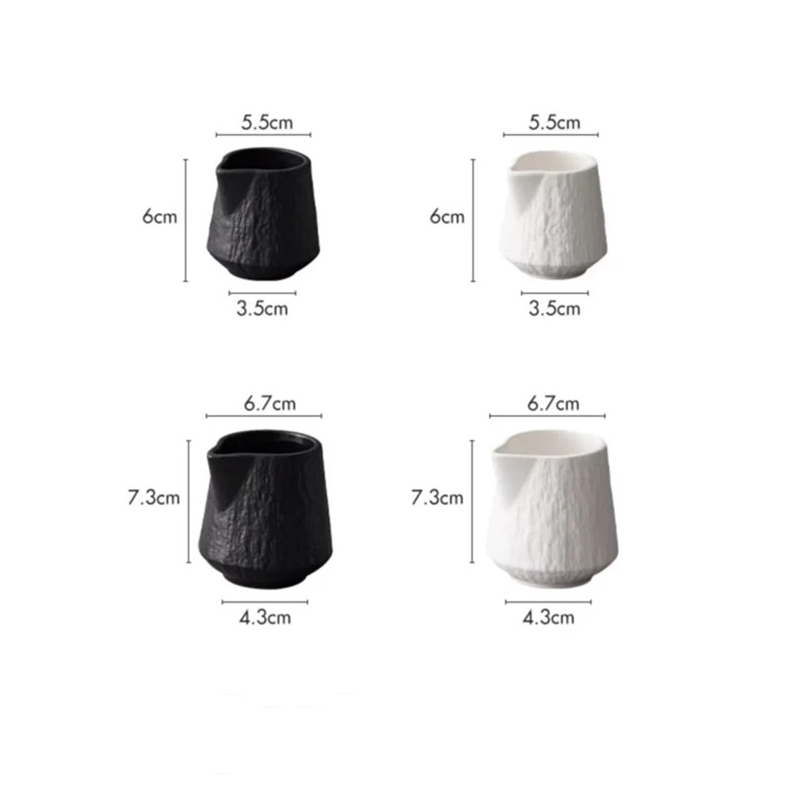 2 Stück Kaffee-Latte-Art-Tasse, Steak-Sauce-Tasse, Milchkännchen mit spitzer Öffnung, Zuckerdose, Milchkanne, Espressotassen aus Keramik für Barista(Black,130ml)