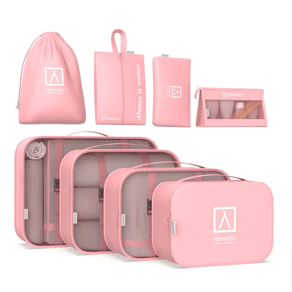 Packing cubes imperméables NUMADA rose : sac de rangement valise et organiseurs de voyage