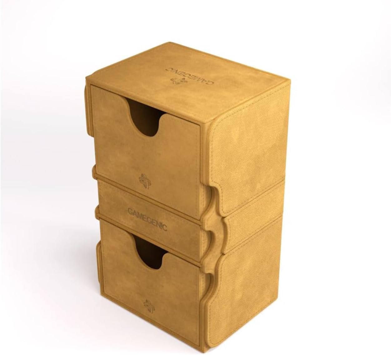 Gamegenic Stronghold 200+ XL Convertible Deck Box - Double-Sleeved Card Storage, Holds up to 200 Cards, Card Game Protector with Accessories Drawer, Nexofyber Surface, Sand Color, Made