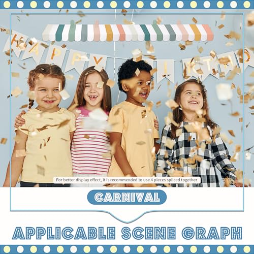 Image of Boao 4 Pcs 3D Cardboard Awning Decor,Morandi Color,Boho Style | Paper Awning, Circus Carnival Theme, For Bulletin Board, Lemonade Stand, Bakery & Ice Cream Truck, Wall Window Backdrop