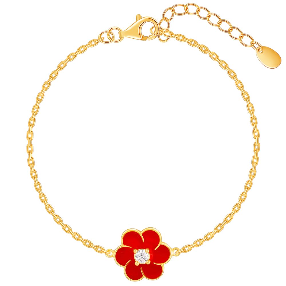 GIVA 925 Silver Golden Red Flower Power Bracelet, Adjustable | Gifts for Women and Girls | With Certificate of Authenticity and 925 Stamp | 6 Months Warranty* (B0D3F944HK) Amazon Price History, Amazon Price Tracker