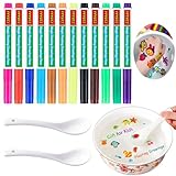 Kiddies Create Magical Floating Drawings Pens, 12 Colors Magic Floating Markers Bundle, Magic Drawing Pen for Kids Water, Magical Draw Pens Set with Spoons for DIY Tattoo, Gifts for Boys and Girls