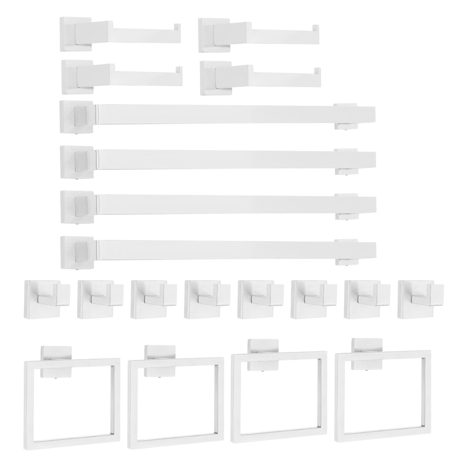 Lot de 20 porte-serviettes en acier inoxydable pour salle de bain - Fixation murale - Noir - Pour salle de bain et cuisine (argenté)