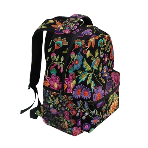 YETTASBIN Mexican Floral Backpack for Men Women, Waterproof High/Middle School Bookbag Lightweight Laptop Travel Daypack with Multiple Pockets for Teens Boys Girls2