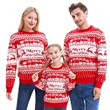 Giggling Getup Dopasowany rodzinny sweter bożonarodzeniowy, słodki świąteczny sweter z długim rękawem, czarny brzydki sweter bożonarodzeniowy, Męski czerwony, XL