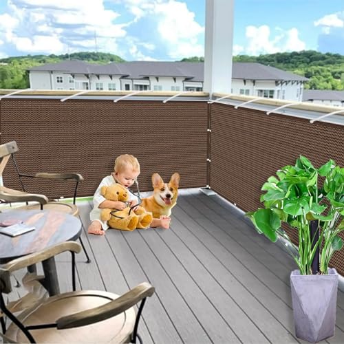 Toile d'ombrage avec oeillets 1,7x4,5m marron pour balcon