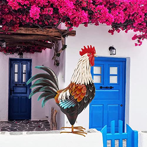 Chisheen Metal Rooster Decor,Yard Chicken Decorations,Outdoor Garden Statues, Metal Chicken Sculpture For Backyard Patio Kitchen Decor & Lawn Ornaments #TOP5