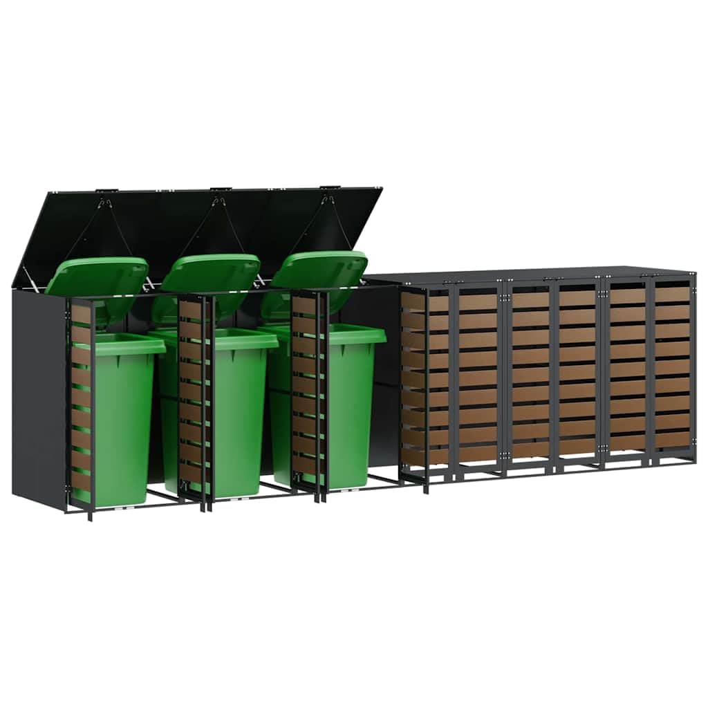 Genérico Almacenamiento de Cubos Wheelie para 3 Cubos Antracita,Productos del hogar,Accesorios para contenedores de residuos,Soportes para contenedores de residuos-3394772