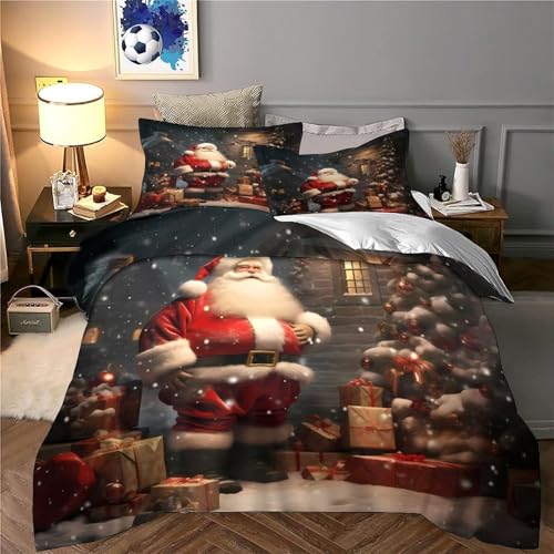 Parure de lit Noël microfibre 3D King de qualité supérieure avec fermeture éclair robuste - 6