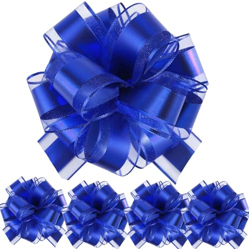 We Moment Zone Lot de 5 Nœuds à Tirer en Ruban, Grands Nœuds Rubans pour Cadeaux Paniers Arrangements Voitures de Mariage Anniversaire Décorations de Fête...