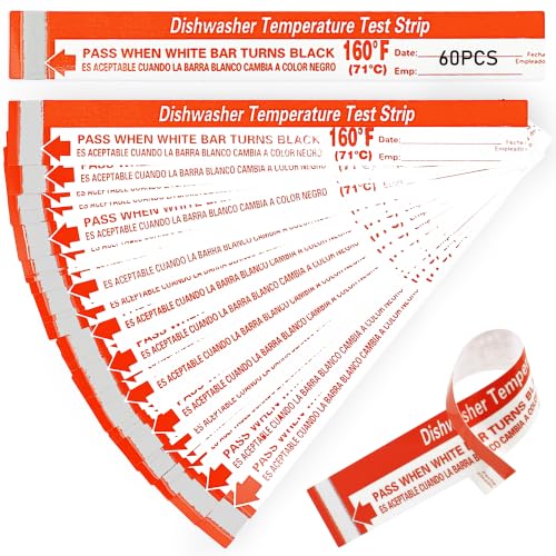 60PCS Dishwasher Temperature Strips 160°F Waterproof & Secure Wrap Design