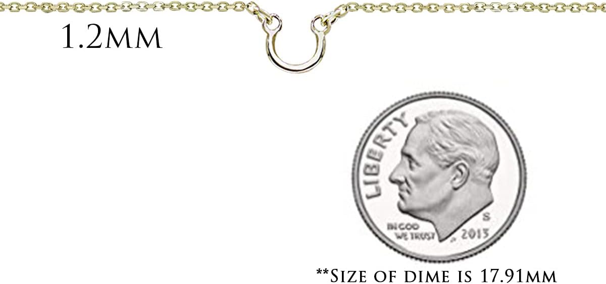 Honolulu Jewelry Company 14K Solid Gold 1.2mm Adjustable Cable Chain Necklace - Clasp stays in back with Pendant Saddle (TM)