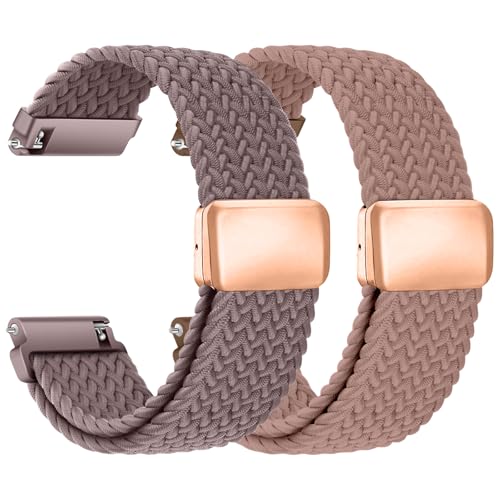 chinbersky Nylon Geflochtenes Uhrenarmband 20mm Uhrenarmband 22mm mit Magnetischem Verschluss, für Herren Damen Elastisches Ersatzarmband