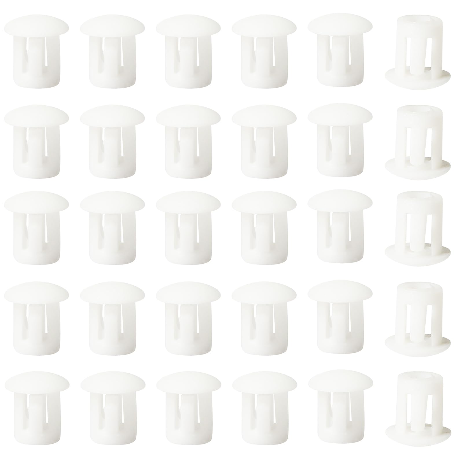 60pcs Plastic Hole Plugs, Snap in Locking Hole Tube Circular Locking Fastener Cover, Insert End Caps for Furniture Fencing Post Pipe - 5mm, White
