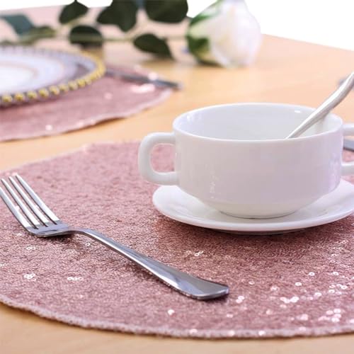 Sets de table ronds lavables pailletés 33 cm pour protéger et décorer - 3