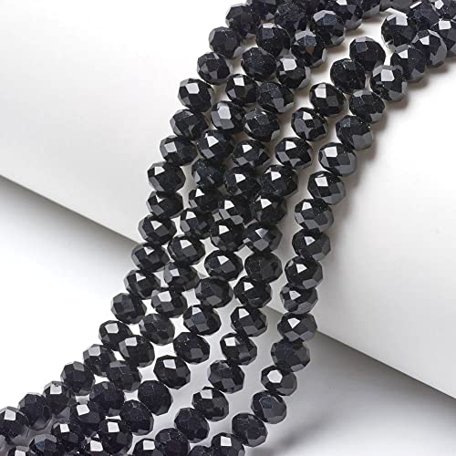 Czech Bohemian Crystal Pearls 4 mm Czech Pearls CZ Glass Cut Beads Faceted Rondelle Beads 1 Strand (Black) Pack of 120 - Image 2
