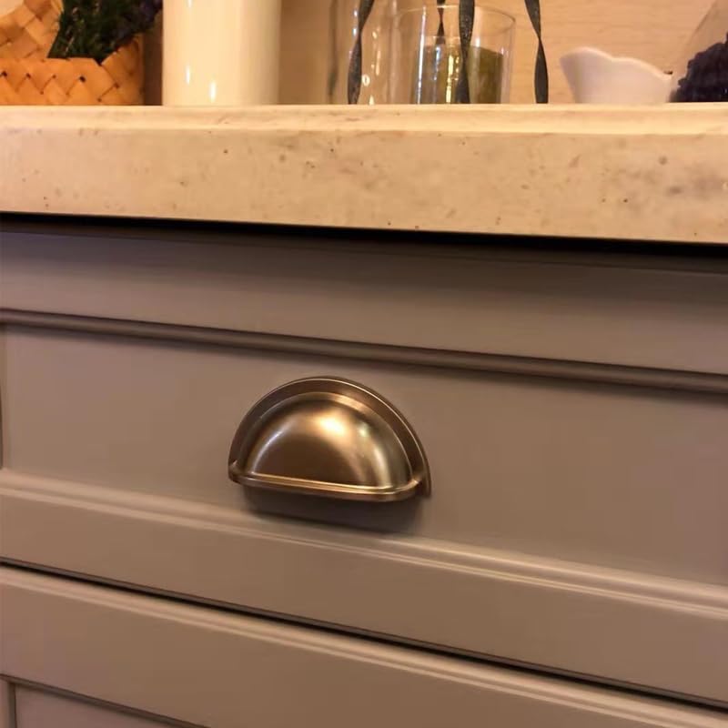 3" Drawer Pull Dresser Pulls Knobs Handles Shell Cup Bin Classic Cabinet Door Knob Pulls Kitchen Brushed Nickel Steel Silver