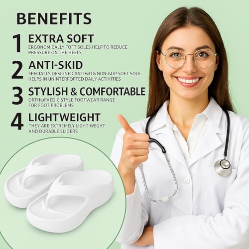 Image of ORTHO JOY Orthopedic Slippers for Women | Comfortable EVA Flip-Flops with Arch & Heel Support | Anti-Skid Lightweight Slides for Foot Pain Relief - Ideal for Indoor & Outdoor Use