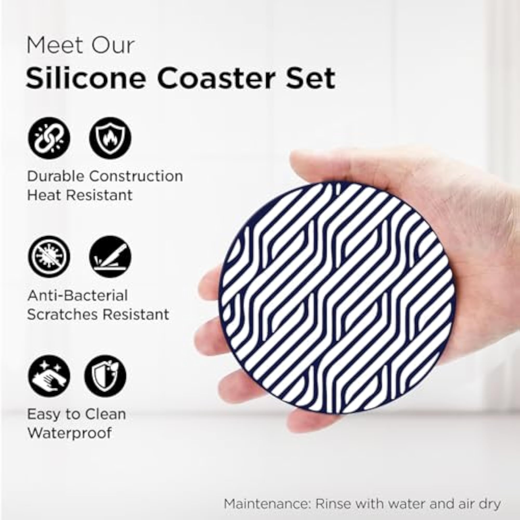 Silicone Coasters Set of 6 with Holder
