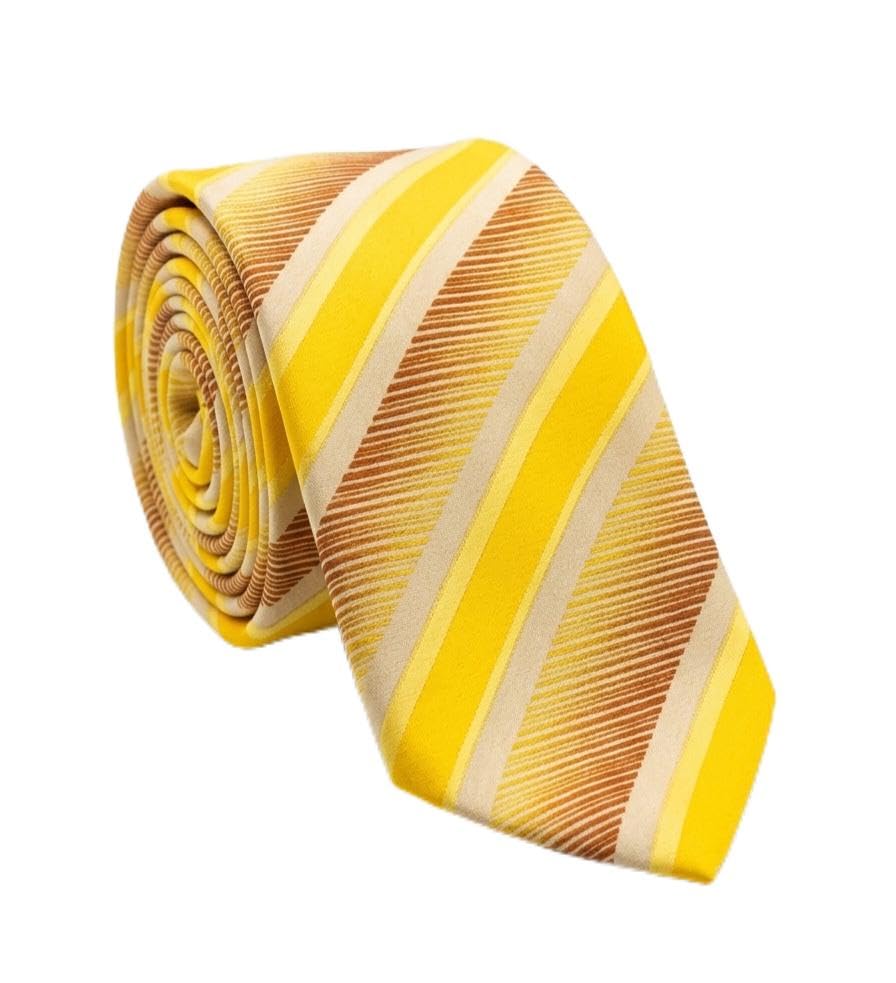 Paranoia Men's Yellow Striped Tie Set | Perfect for Formal and Casual wear-picture-42