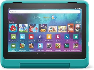 Amazon Kid-Friendly Case for Fire HD 8 tablet | Only compatible with 12th-generation tablet (2022 release), Hello Teal
