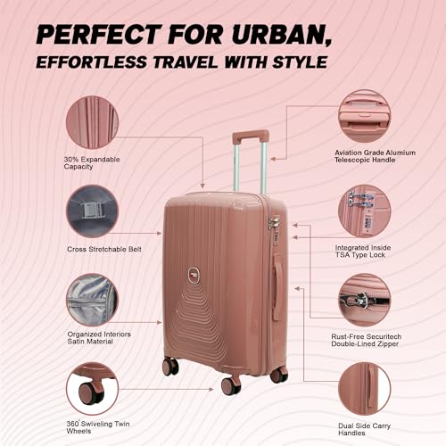 Image of AMERICAN TRAVELLER UrbanGlide Trolley Bag | Travel Suitcase | Premium Polypropylene Hard Shell, TSA-Type Lock, Silent Spinner Wheels, Durable Design