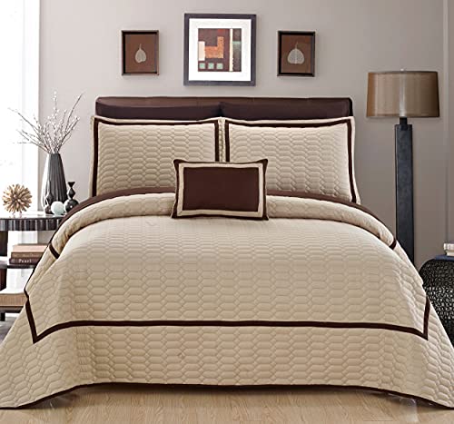 Chic Home 6 Piece Mesa Quilt Cover Set, Twin, Beige #TOP20