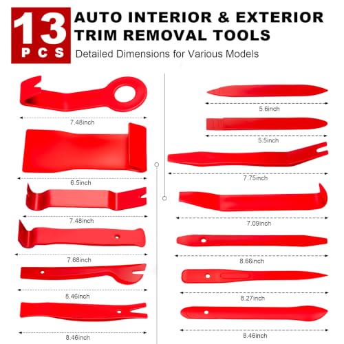 Image of 52pcs Precision Pick and Hook Tool Set, Trim Removal Tools,Clip Removal Plier Fastener Removers Set,Red