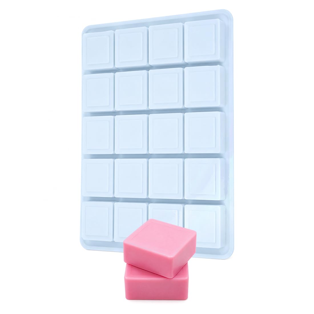 20 Cavity Square Silicone Soap Mould for Handmade Soap Making, DIY Melt & Pour Soap Tray, Reusable Flexible Non-Stick Soap Bar Mould for Bath Bars, Wax, Resin & Crafts-image-43