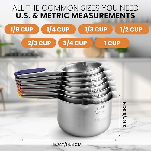 Image of Spring Chef 7 Magnetic Stainless Steel Measuring Cups Set, Mountain Sunrise