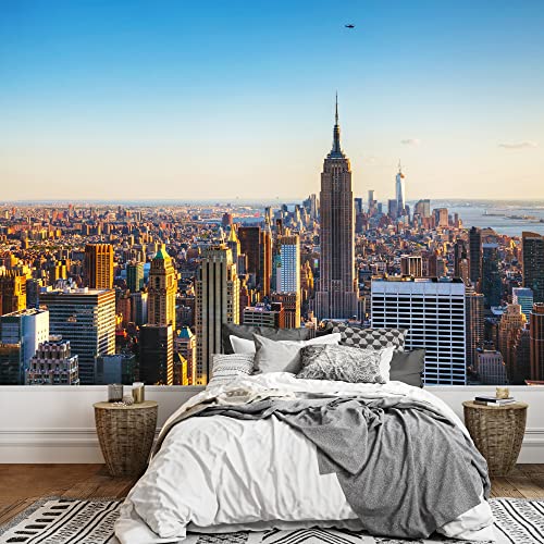 wall26 - New York City Cityscape on a Sunny Day - Removable Wall Mural | Self-Adhesive Large Wallpaper - 100x144 inches