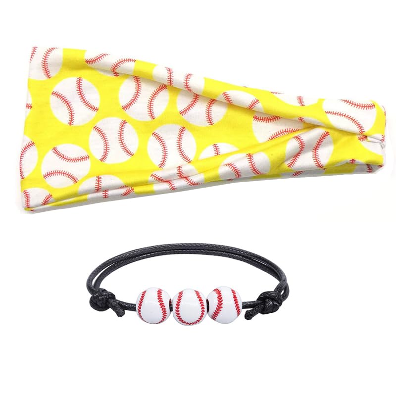 Image of Baby Boy Softball Baseball Sports Headband and Adjustable Bracelet 2 Pcs Set Baseball Sports Party Birthday Outfit