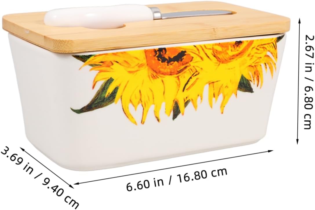 Ceramic Butter Box Knife Airtight Butter Dish Lid Porcelain Spreader European Style Fridge Storage