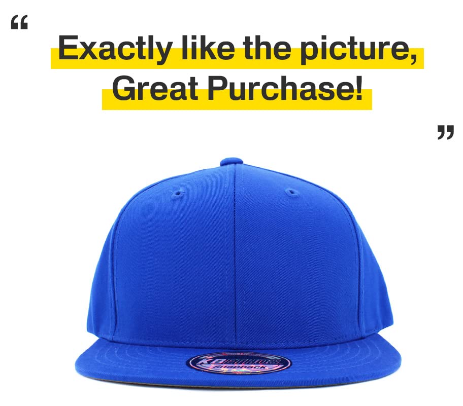 Image of KBETHOS Classic Snapback Hat Blank Cap Underbrim Cotton Wool Blend Flat Visor Adjustable Unisex