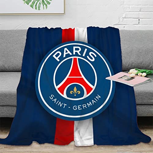 Couverture Polaire PSG Couvertures en Flanelle Ligue 1 Impression 3D Couverture floue Grande épaisse Chaude Douce Confortable pour Filles garçons Décoration de Chambre Adulte
