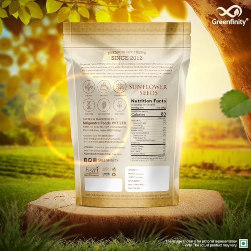 Image of GreenFinity Raw Sunflower Seeds | Rich in Protein, Fiber, Vitamins and Antioxidants | Nutritious Healthy Diet Food for Weight Management, Immunity, Everyday Snacking, Cooking, Salads, Smoothies (500g)