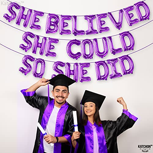 Image of KatchOn Purple She Believed She Could So She Did Balloons - 16 Inch | Congrats Balloon for Congratulations Decorations | Graduation Balloon Class of 2026 for Graduation Decorations 2026