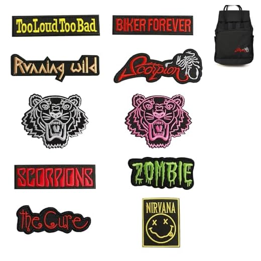 HSYADAZI Juego de 10 parches de planchado, punk-rock, mezcla de parches de planchado y costura para ropa, diseños elegantes para vaqueros, camisetas y chaquetas