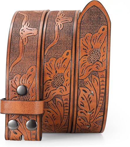 Western Belts for Men without Buckle, Cowboy Cowgirl Genuine Leather Mens Belts for Jeans2