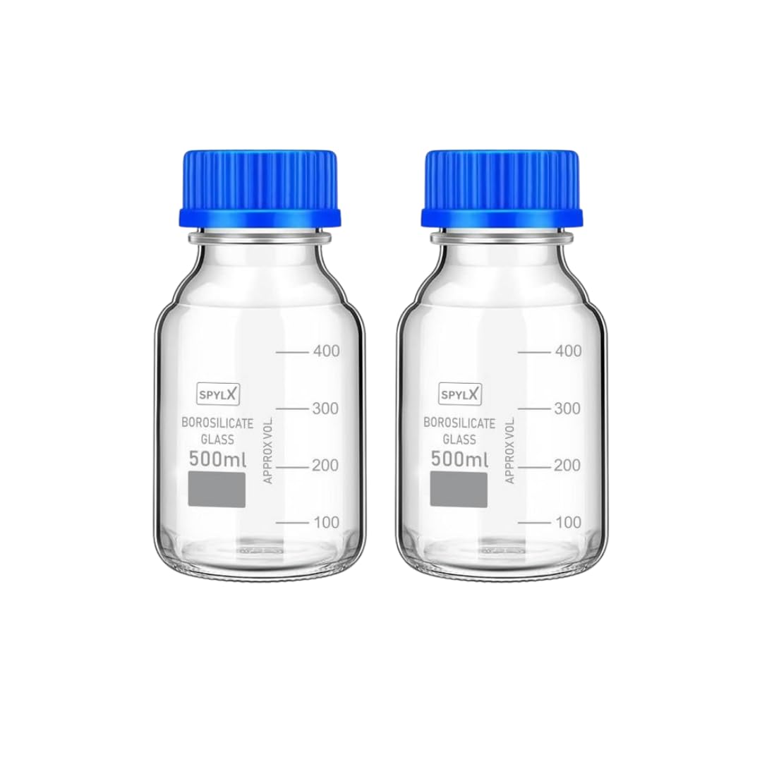 ECNEICS Borosilicate Glass 3.3 Measuring Reagent Bottle 500ml With blue Screw Cap lab, Pack of 2 for laboratory and professional use (B0CKF84SSC) Amazon Price History, Amazon Price Tracker