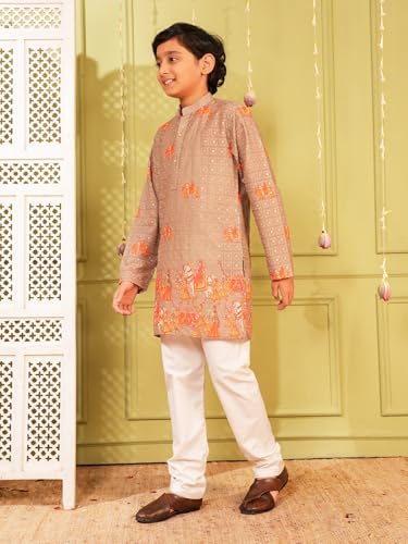 Image of AJ DEZINES Kurta Pajama For Kids Boys | Cotton Printed Chikankari Kurta Pyjama Set For Boys | Traditional & Festive Outfit | Party & Ethnic Wear | Stylish Kids Kurta Set